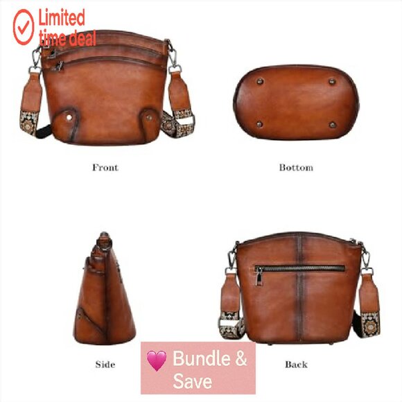 Leather Crossbody Bag with Multiple Pockets, Adjustable Straps, Travel Ready - Picture 7 of 8